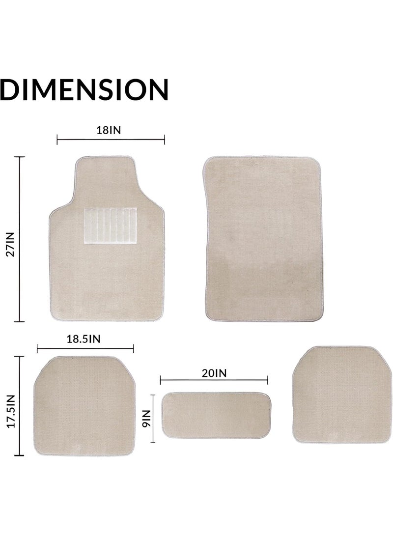 HERIOS Universal Car Floor Mats Set, beige, 5 Piece, Heavy Duty Waterproof Non Slip, All Season Interior Protection for SUV and Sedan, car mat, car floor mat, car accessories (BEIGE) - Image 2